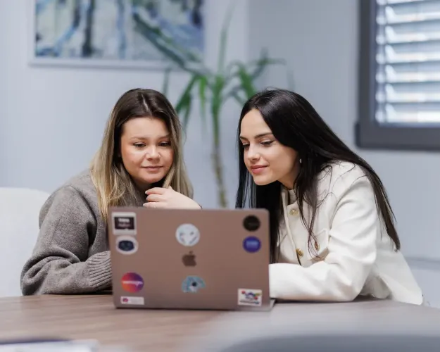 Colleagues working on a laptop