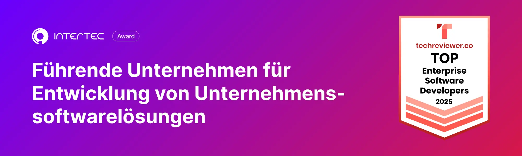 Auszeichnung als führendes Unternehmen für Unternehmenssoftwareentwicklung - Hero
