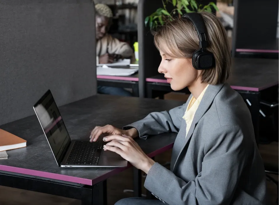 Woman working on her computer