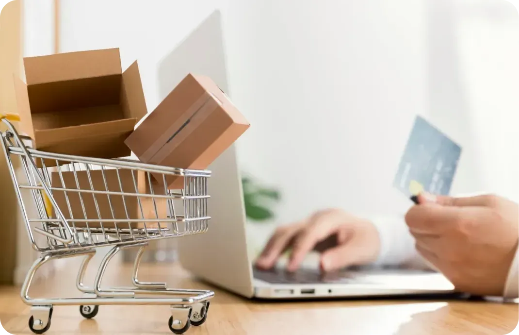 front view online shopping concept card - image