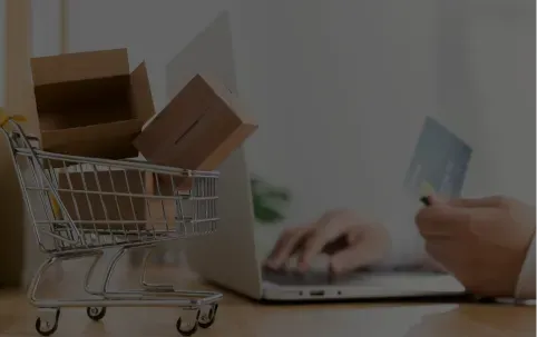 Front view online shopping concept