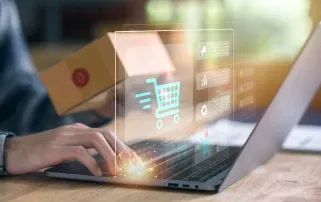 Person using laptop shopping online